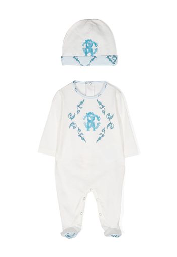 Roberto Cavalli Junior monogram-print cotton babygrow set - Weiß