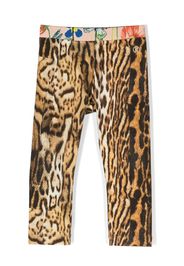 Roberto Cavalli Junior animal-print contrast-trim leggings - Braun