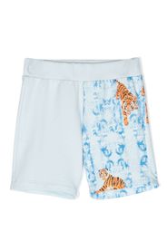 Roberto Cavalli Junior Shorts mit Tiger-Print - Blau