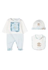 Roberto Cavalli Junior Strampler-Set mit Teddy-Print - Weiß