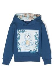 Roberto Cavalli Junior bear-print rib-trimmed hoodie - Blau