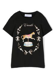 Roberto Cavalli Junior T-Shirt mit Zirkus-Print - Schwarz