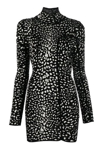 Roberto Cavalli Jacquard-Kleid mit Leopardenmuster - Schwarz