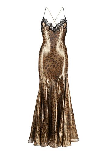 Roberto Cavalli Abendkleid mit Leoparden-Print - Braun