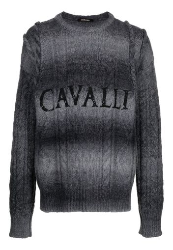 Roberto Cavalli logo-print knit jumper - Grau