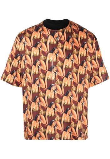 Roberto Cavalli T-Shirt mit grafischem Print - Braun