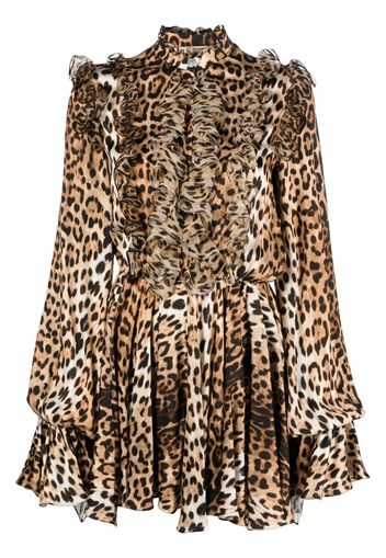 Roberto Cavalli Kleid mit Leoparden-Print - Nude