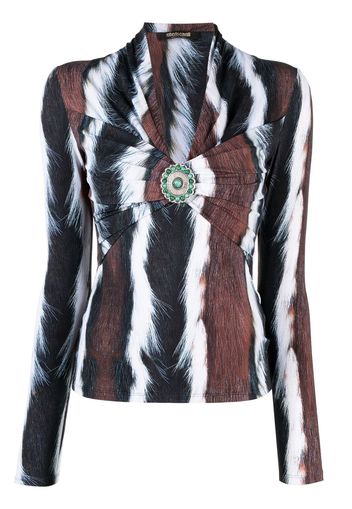 Roberto Cavalli Langarmshirt mit Animal-Print - Schwarz