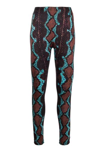 Roberto Cavalli Leggings mit Schlangenleder-Print - Braun