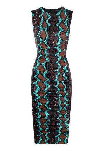 Roberto Cavalli Midikleid mit Schlangen-Print - Braun