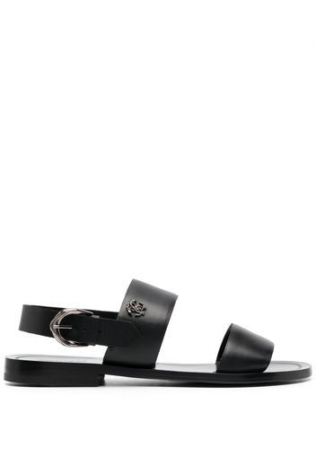 Roberto Cavalli logo-plaque leather sandals - Schwarz