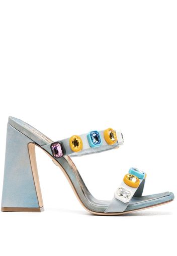 Roberto Cavalli crystal-embellished graphic-print sandals - 09000