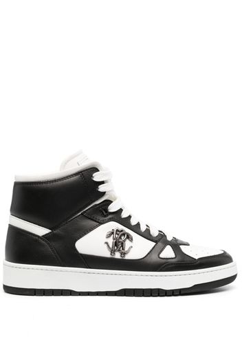 Roberto Cavalli logo-plaque leather sneakers - Weiß