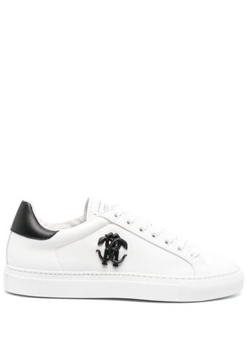 Roberto Cavalli logo-plaque leather sneakers - Weiß