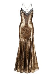 Roberto Cavalli Abendkleid mit Leoparden-Print - Braun