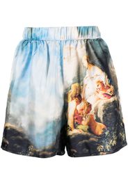 Roberto Cavalli graphic-print silk shorts - Blau