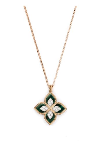 Roberto Coin 18kt rose gold Princess Flower malachite and diamond necklace