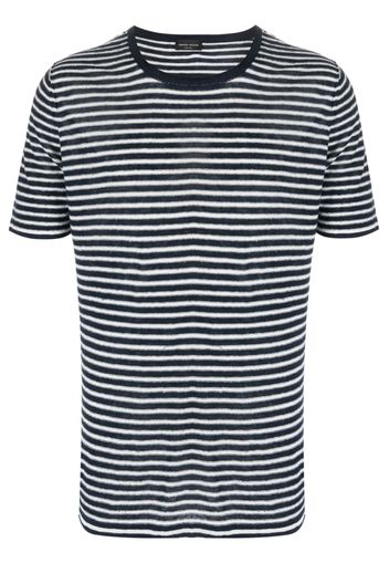 Roberto Collina two-tone striped linen T-shirt - Blau