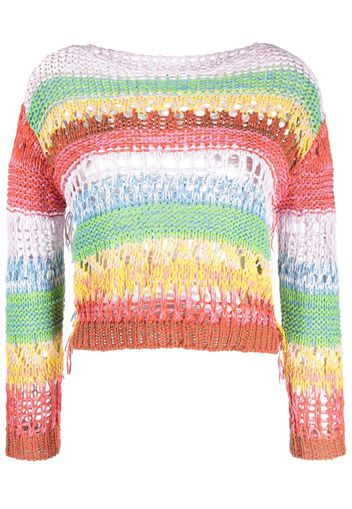 Roberto Collina striped open-knit jumper - Grün