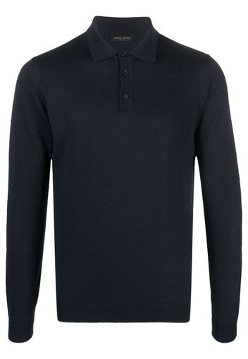 Roberto Collina Poloshirt mit langen Ärmeln - Blau