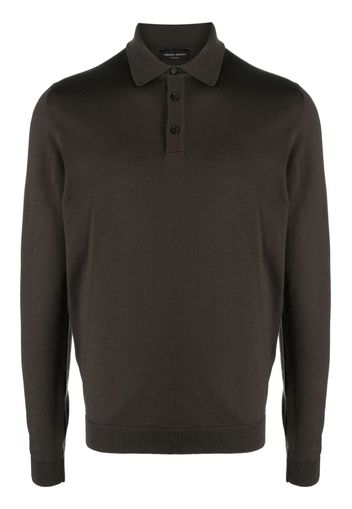 Roberto Collina long-sleeved merino polo shirt - Grün