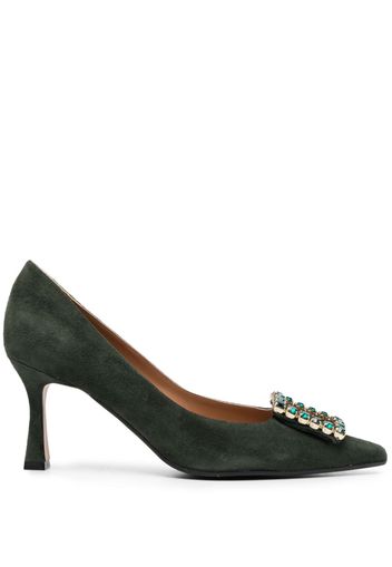 Roberto Festa 75mm crystal-embellished leather pumps - Grün