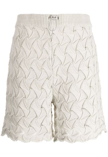 Robyn Lynch wave-pattern drawstring cotton shorts - Grau