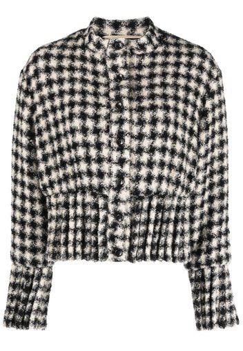 Rochas Cropped-Jacke mit Hahnentrittmuster - Weiß