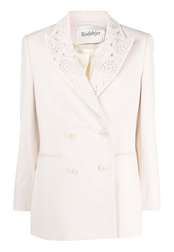 Rodebjer double-breasted crochet blazer - Nude