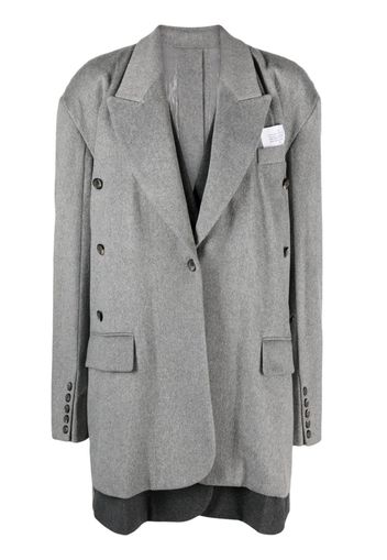 Rokh logo-patch single-breasted coat - Grau