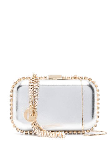 Rosantica Clio crystal-embellished leather clutch bag - Silber