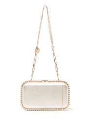 Rosantica Clio crystal-embellished leather clutch bag - Gold