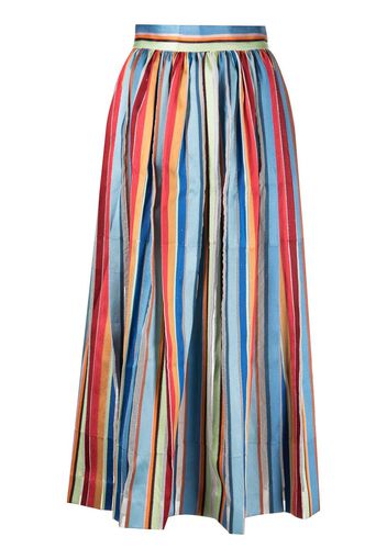 Rosie Assoulin Gathered Embroidered Stripe Skirt - Blau