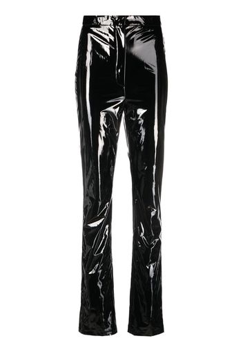 ROTATE high-waisted patent trousers - Schwarz