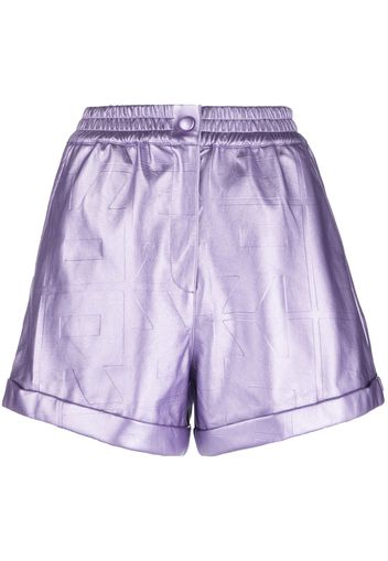 ROTATE Belina embossed-logo metallic shorts - Violett