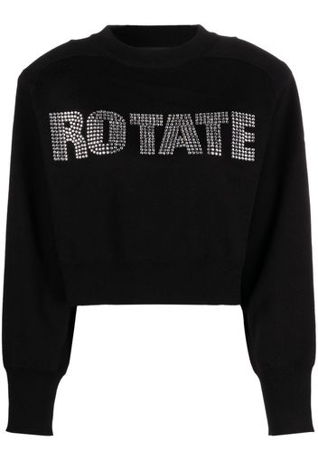 ROTATE Langarmshirt im Cropped-Design - Schwarz