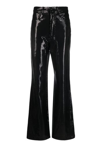 ROTATE foil jersey straight-leg trousers - Schwarz