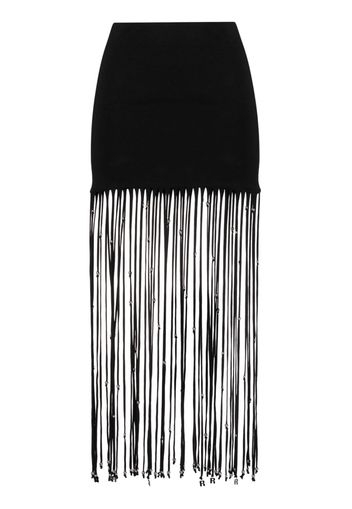 ROTATE fringed jersey maxi skirt - Schwarz