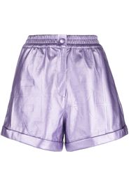 ROTATE Belina embossed-logo metallic shorts - Violett