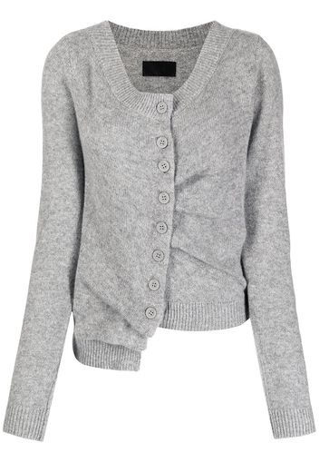 RtA asymmetric button-down cashmere cardigan - Grau