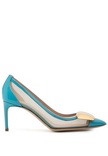 Rupert Sanderson chrome pebble transparent panel pumps - Blau