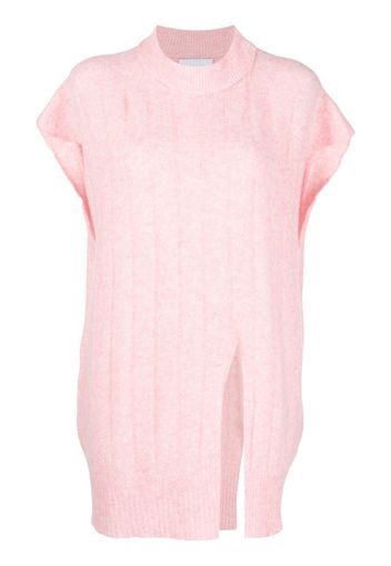 Rus ribbed short-sleeved knitted jumper - Rosa