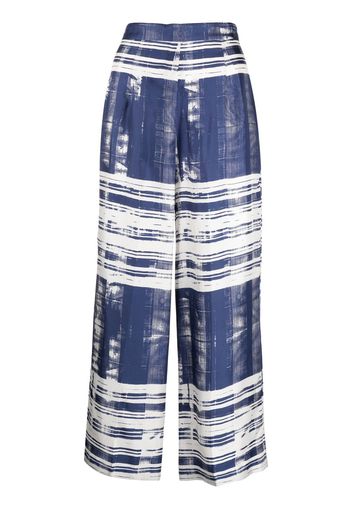 'S Max Mara striped wide-leg silk trousers - Blau