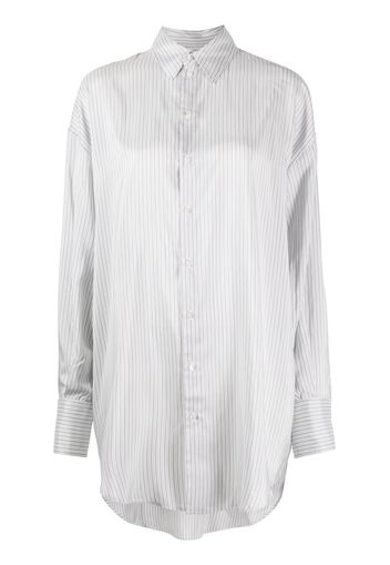 SA SU PHI long-length striped cotton shirt - Weiß