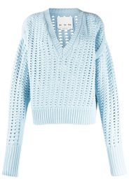SA SU PHI V-neck open-knit jumper - Blau