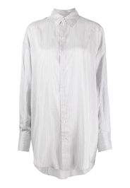 SA SU PHI long-length striped cotton shirt - Weiß