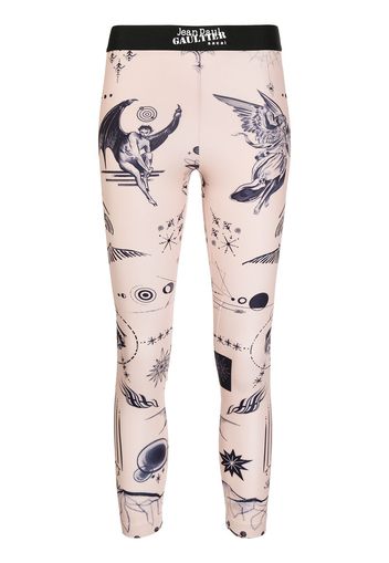 sacai Skinny-Hose mit grafischem Print - Braun