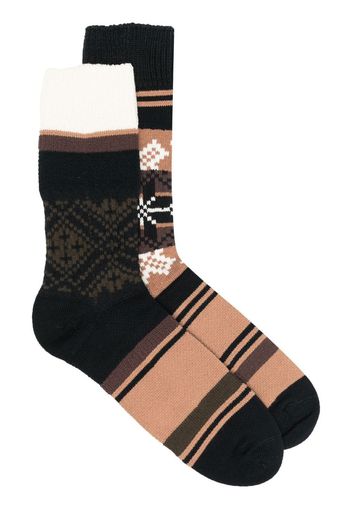 sacai Socken mit Streifen - Braun