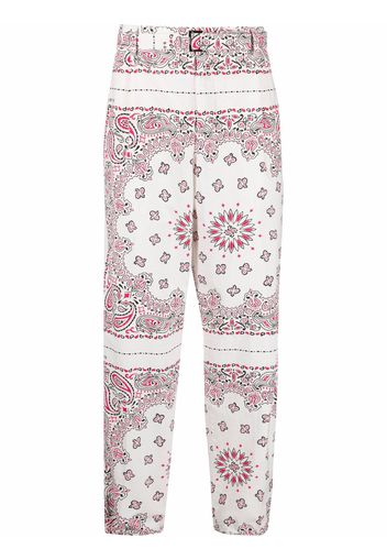 sacai bandana-print straight-leg trousers - Weiß