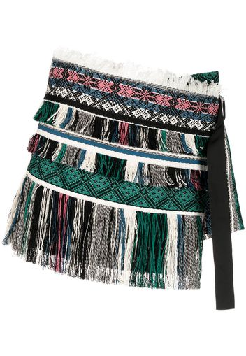 sacai fringed asymmetric shorts - Mehrfarbig